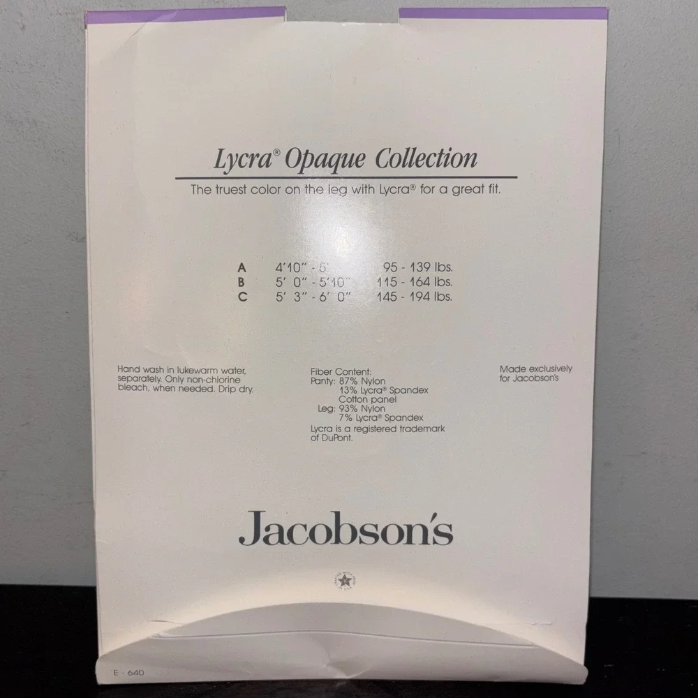 Jacobson's | Navy Blue Opaque Control‎ Top Sandal Toe Pantyhose Tights | Size B